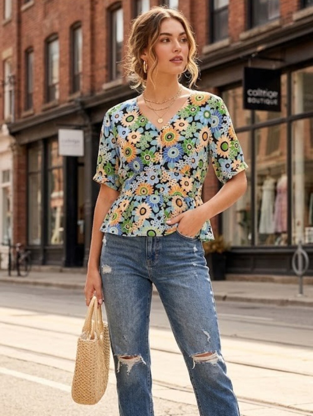 CABI Happy floral top size M